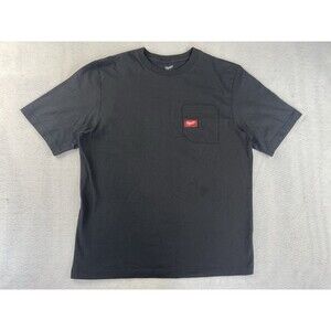 Milwaukee Men’s Large Black Crew Neck Heavy Duty Short Sleeve Pocket Logo Shirt